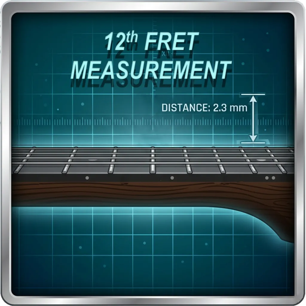 Measuring string height at the 12th fret with a ruler