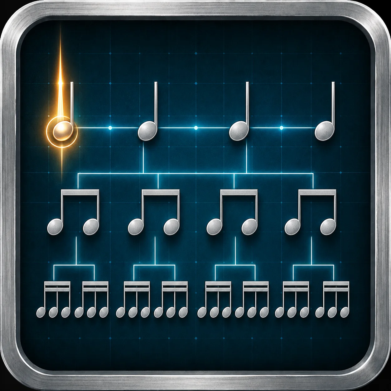 Visual showing quarter, eighth, and sixteenth note subdivisions
