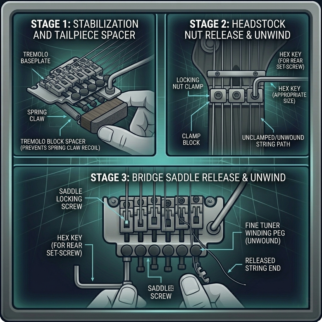 Floyd Rose string change diagram