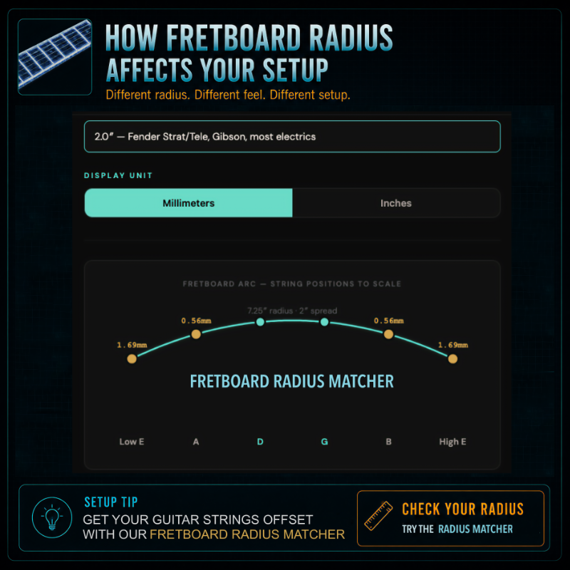 UI image preview of the Fretboard Radius Matcher tool