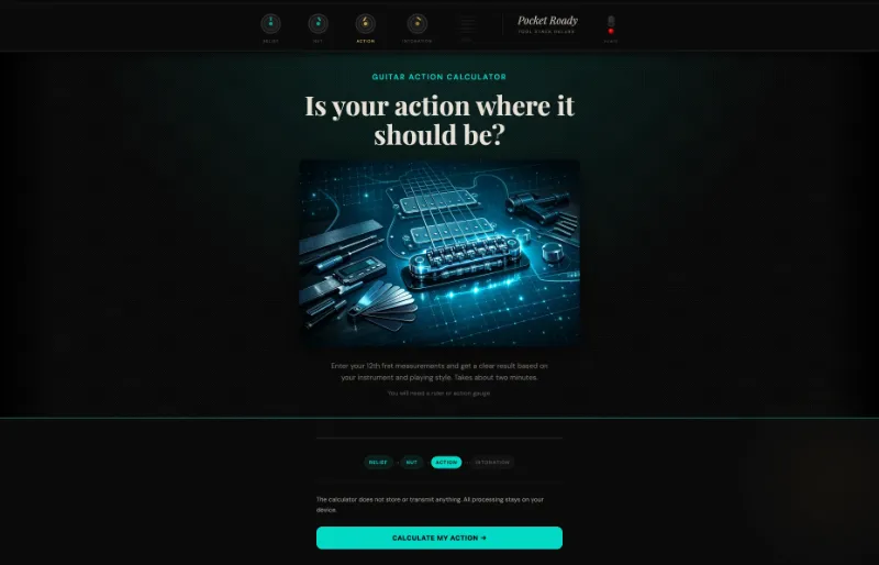 Pocket Roady Guitar Action Calculator — entry screen