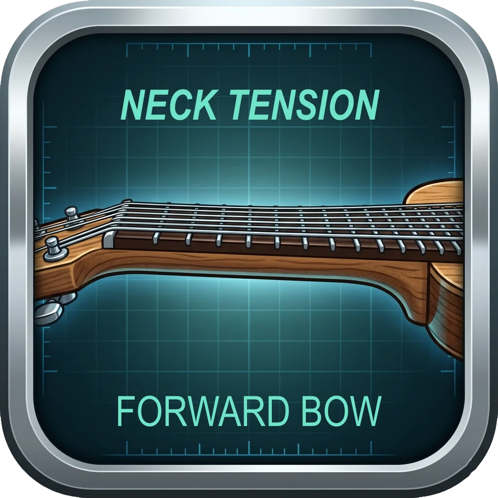 Guitar neck showing how string tension affects bow and relief