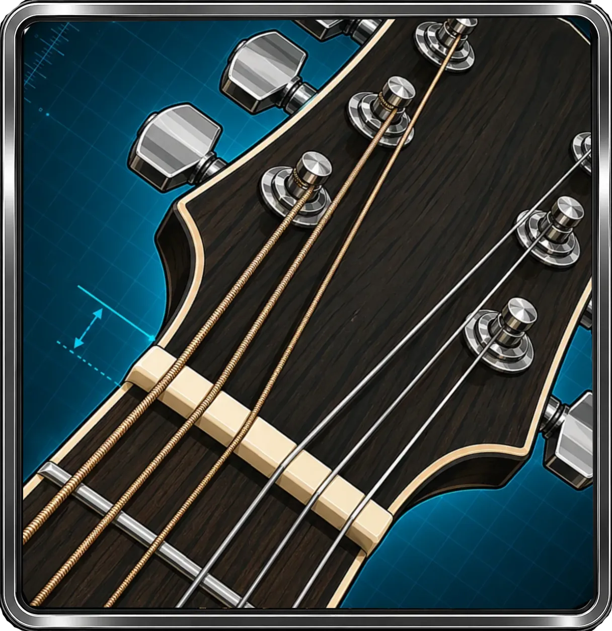 Close-up angled view of guitar nut showing string slots and clearance