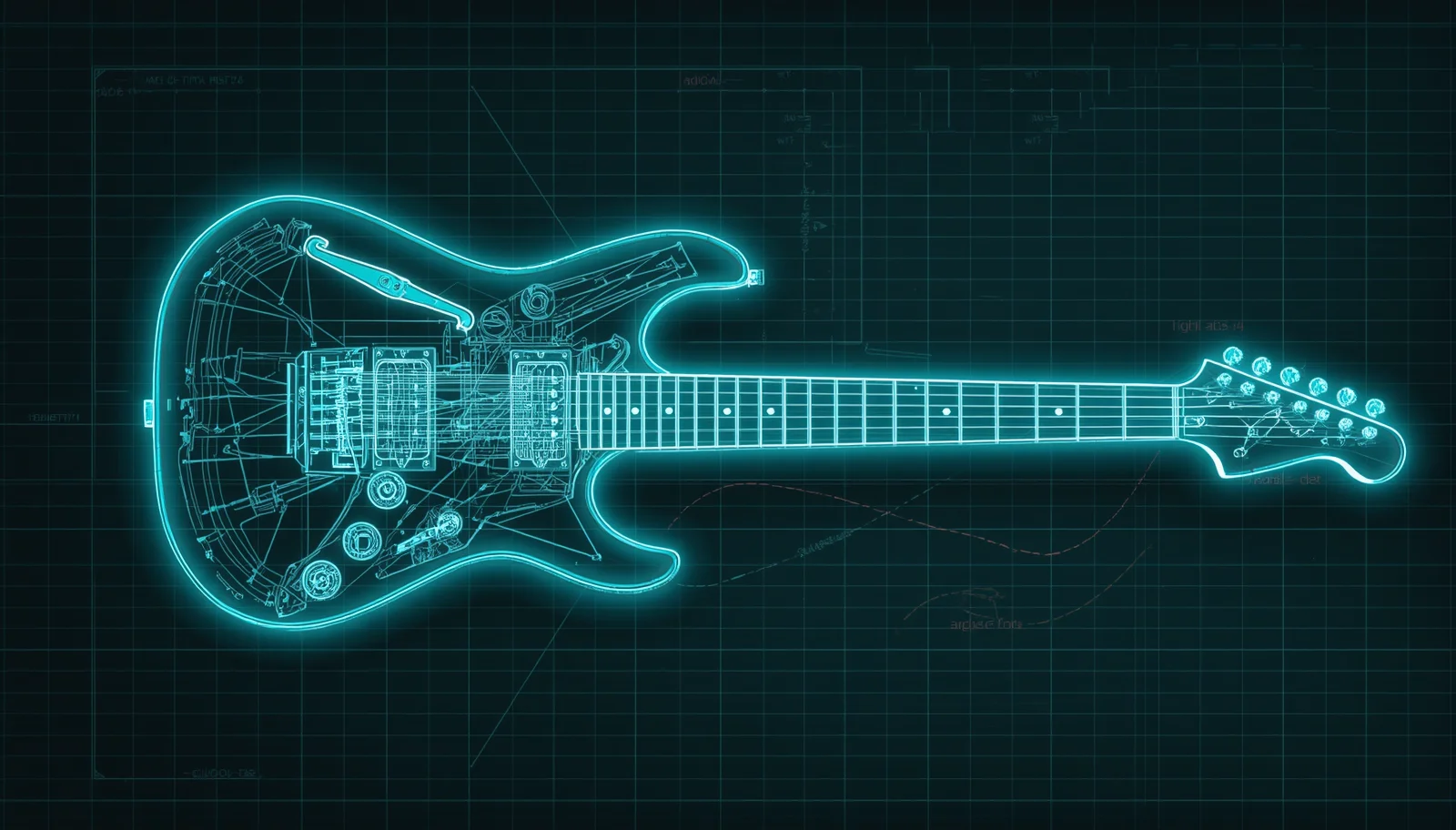 Electric guitar resting on a workbench surrounded by setup tools, ready for neck relief adjustment.