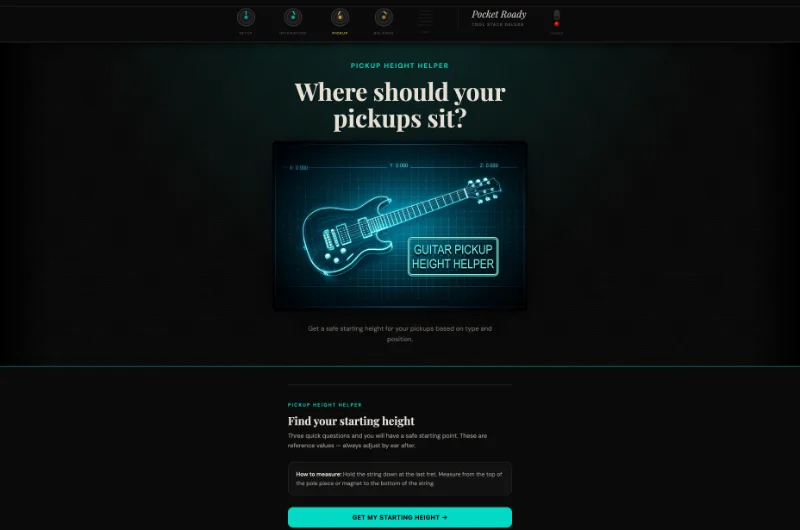 Pocket Roady Pickup Height Helper — pickup type selection screen