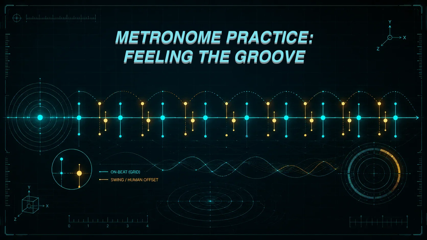 Guitarist practicing with a metronome to build groove and feel